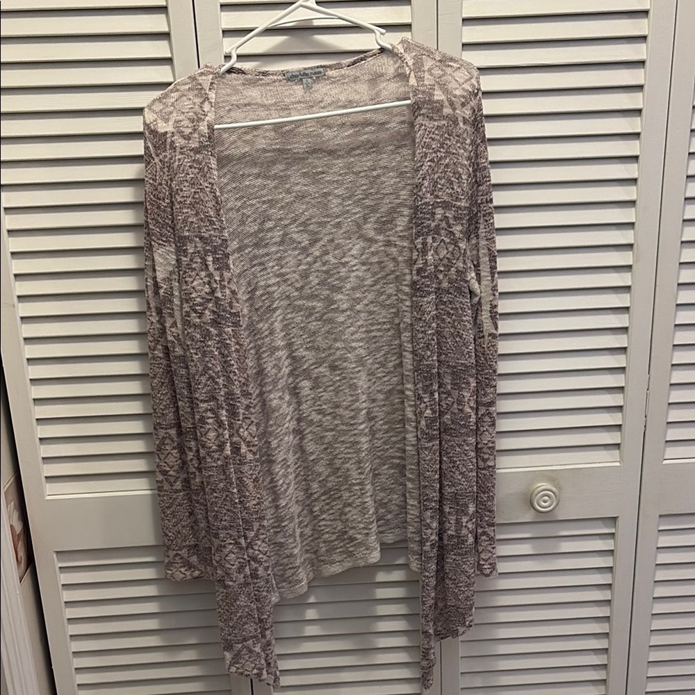 Charlotte Russe Taupe Patterned Cardigan